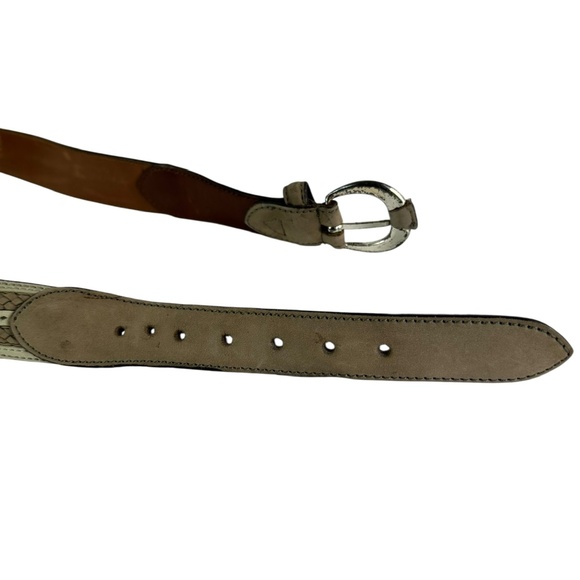 Genuine BARCELINO Taupe Braided Nubuck Leather Belt 44 Large - Picture 8 of 9